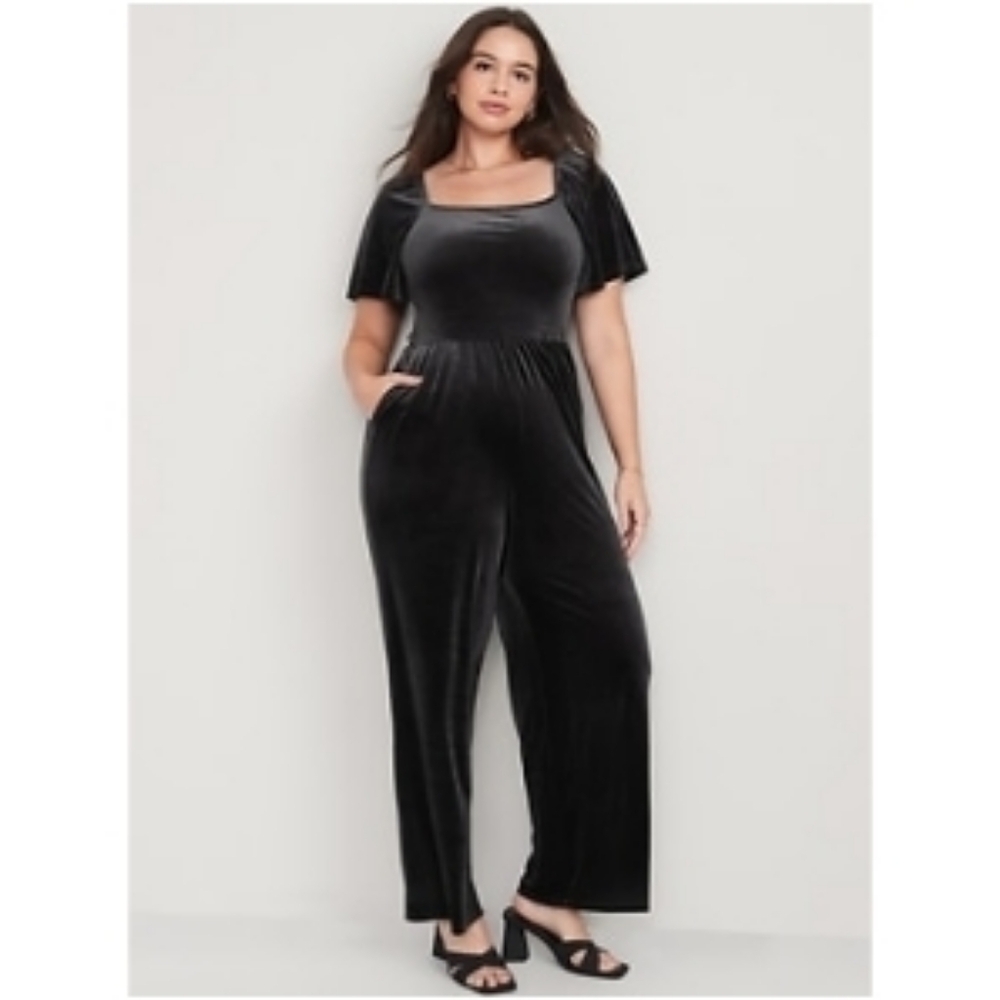 Old Navy | Flutter-Sleeve Velvet Jumpsuit
